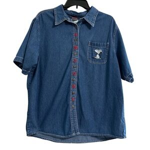 Vintage 90’s Snoopy Denim Shirt Size 18/20W